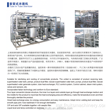 Industrial Automatic UHT ron-jusi sterilizer